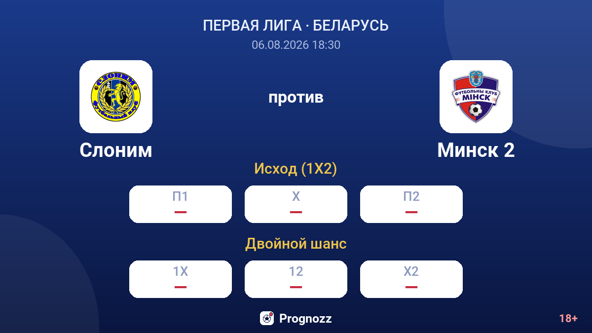 Слоним против Минск 2 — коэффициенты