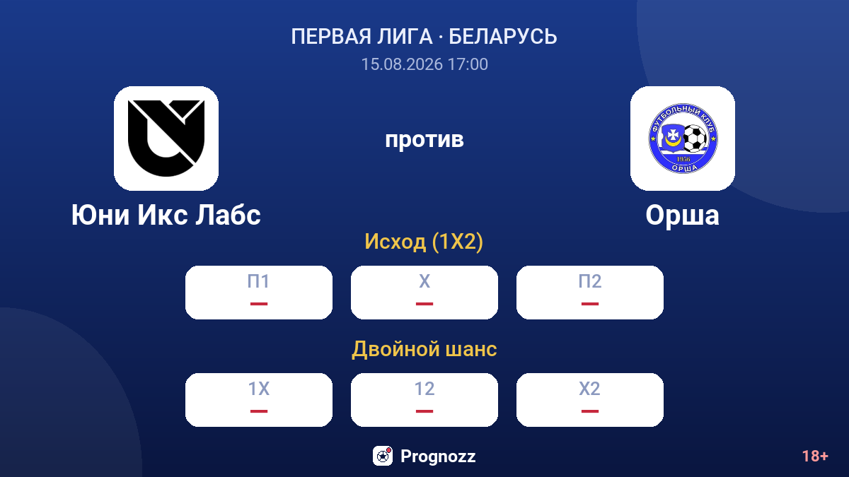 Юни Икс Лабс — Орша — коэффициенты