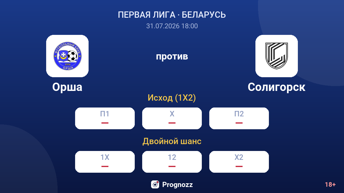 Орша против Солигорск — коэффициенты